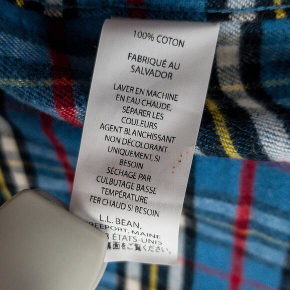 L.L. Bean Brushed Flannel Shirt Men’s XXL Red Blue Tartan Workwear Fall Layer - Picture 8 of 12